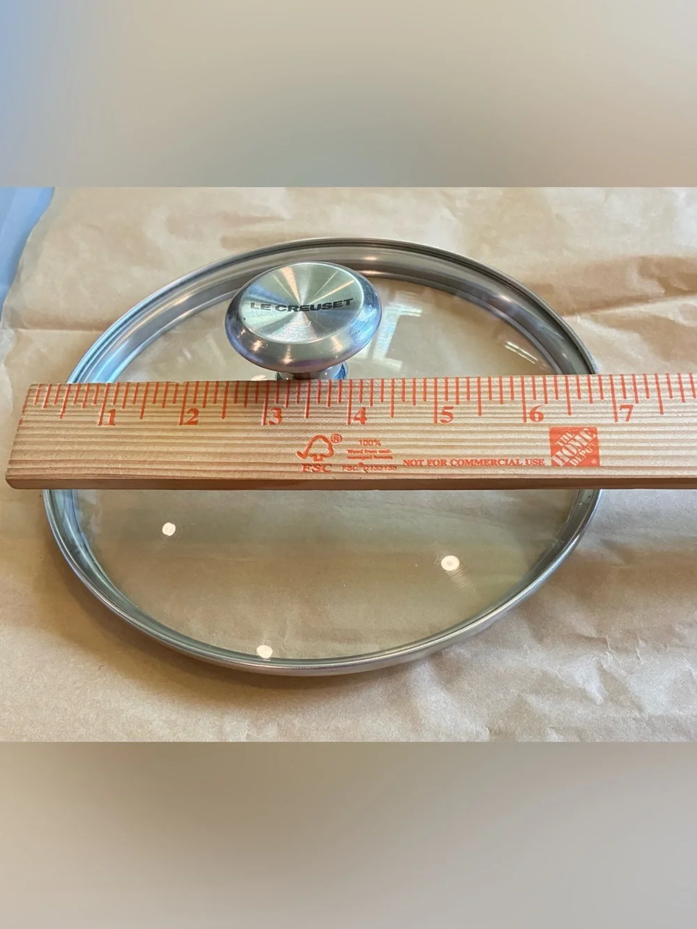 Le Creuset Tempered Glass Lid w/Stainless Steel Knob, For 6.5” Pan; Rare Size